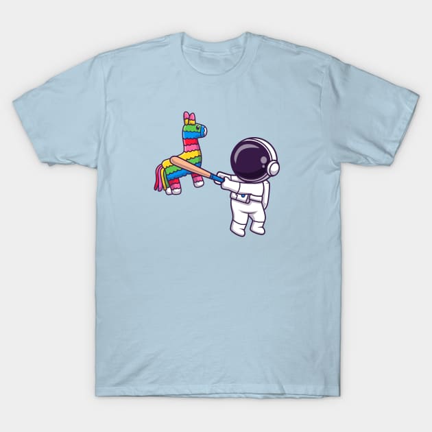 Cute Astronaut Hit Pinata Cartoon T-Shirt by Catalyst Labs